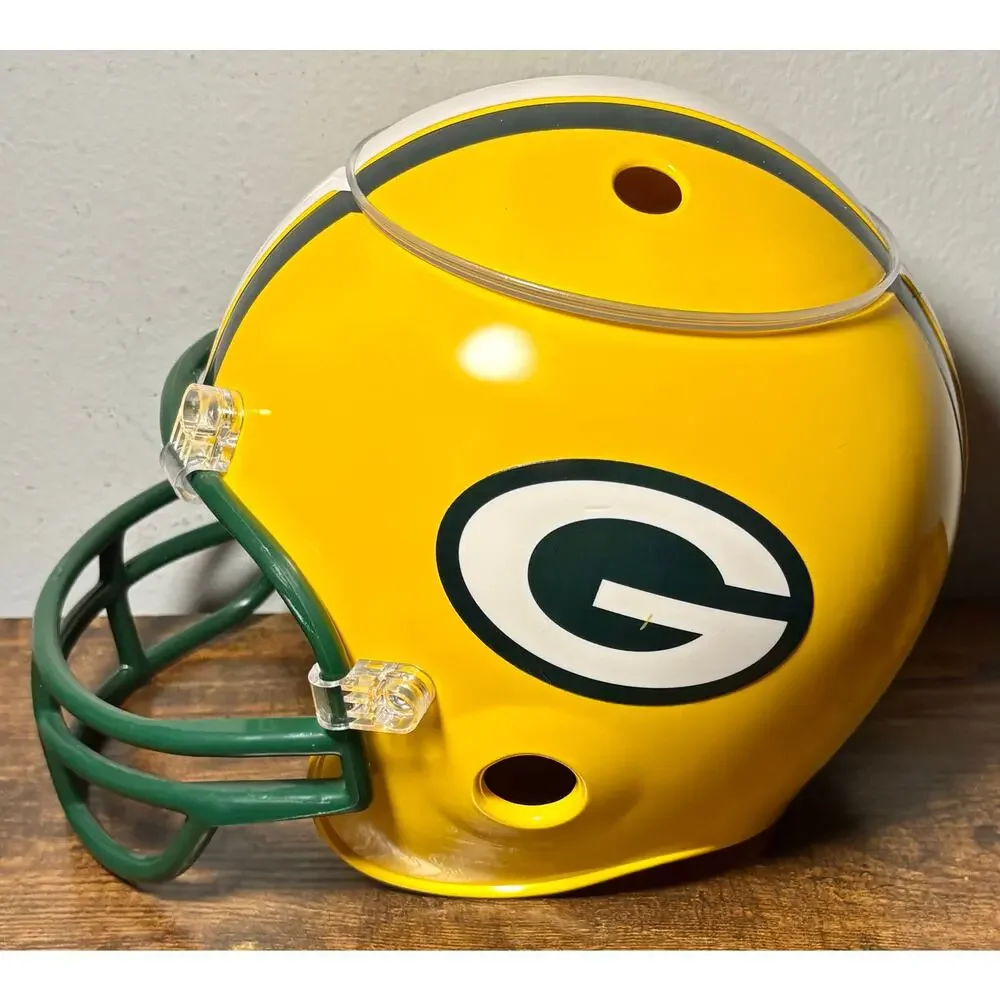 Vintage Green Bay Packers NFL Snack Helmet with Lid Super Bowl Chip & Dip